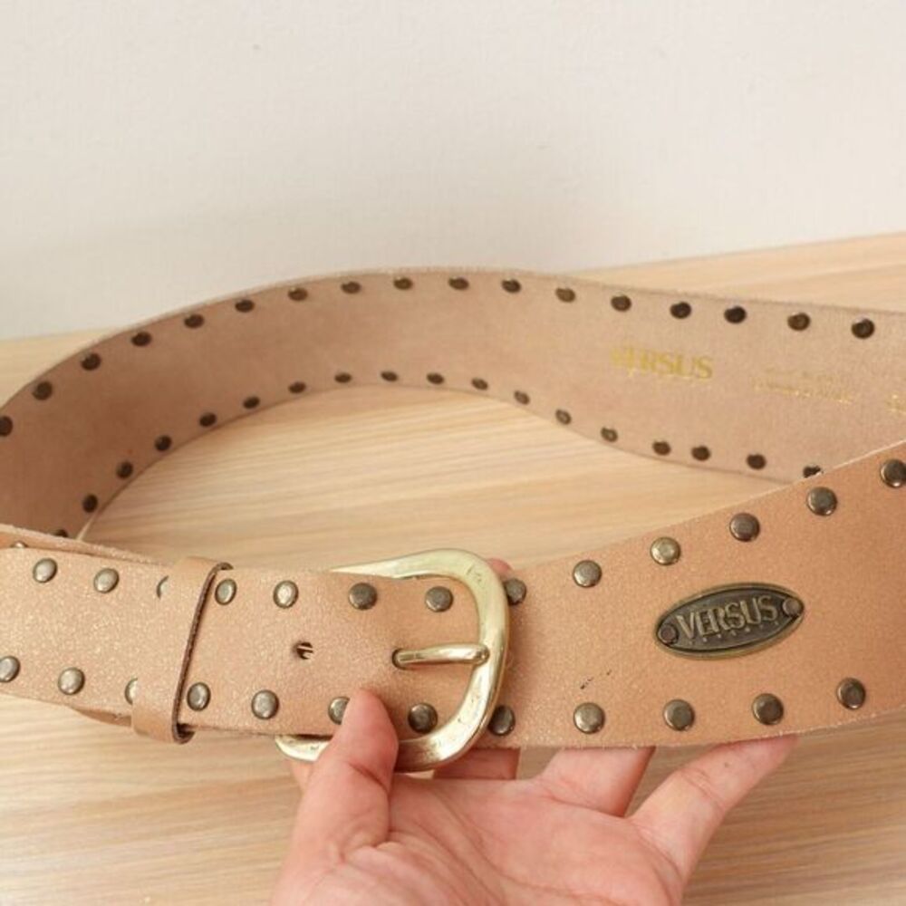 Y2K Studded Leather Belt Small VERSACE Belt Western Indie Sleaze VERSUS 75 30